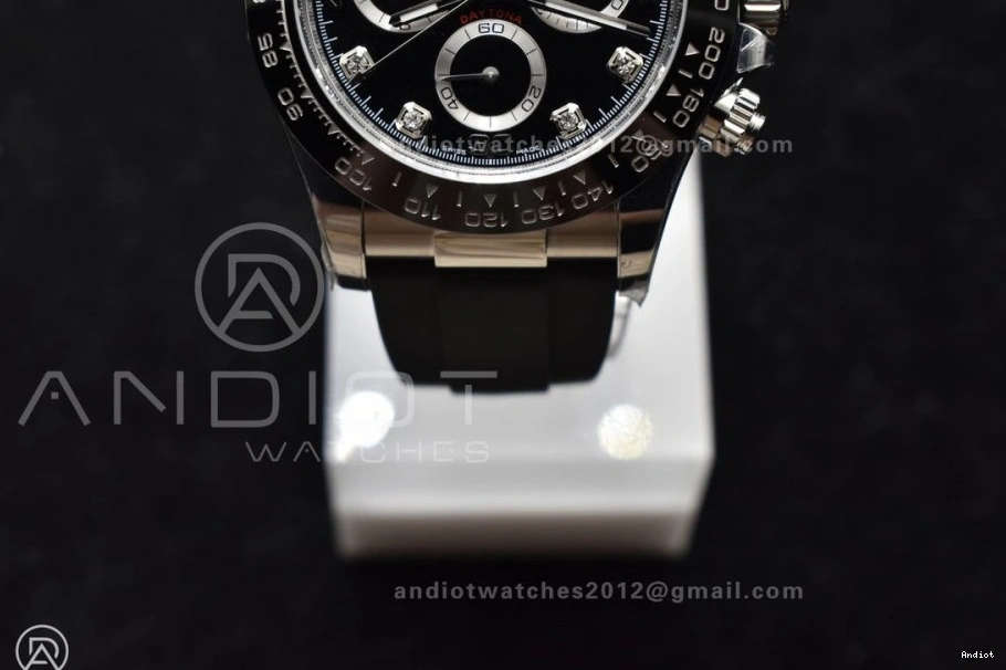 on Black Daytona Diamonds Best Edition Rubber 116519 Oysterflex Dial SA4130 BTF 1:1 Strap 1126